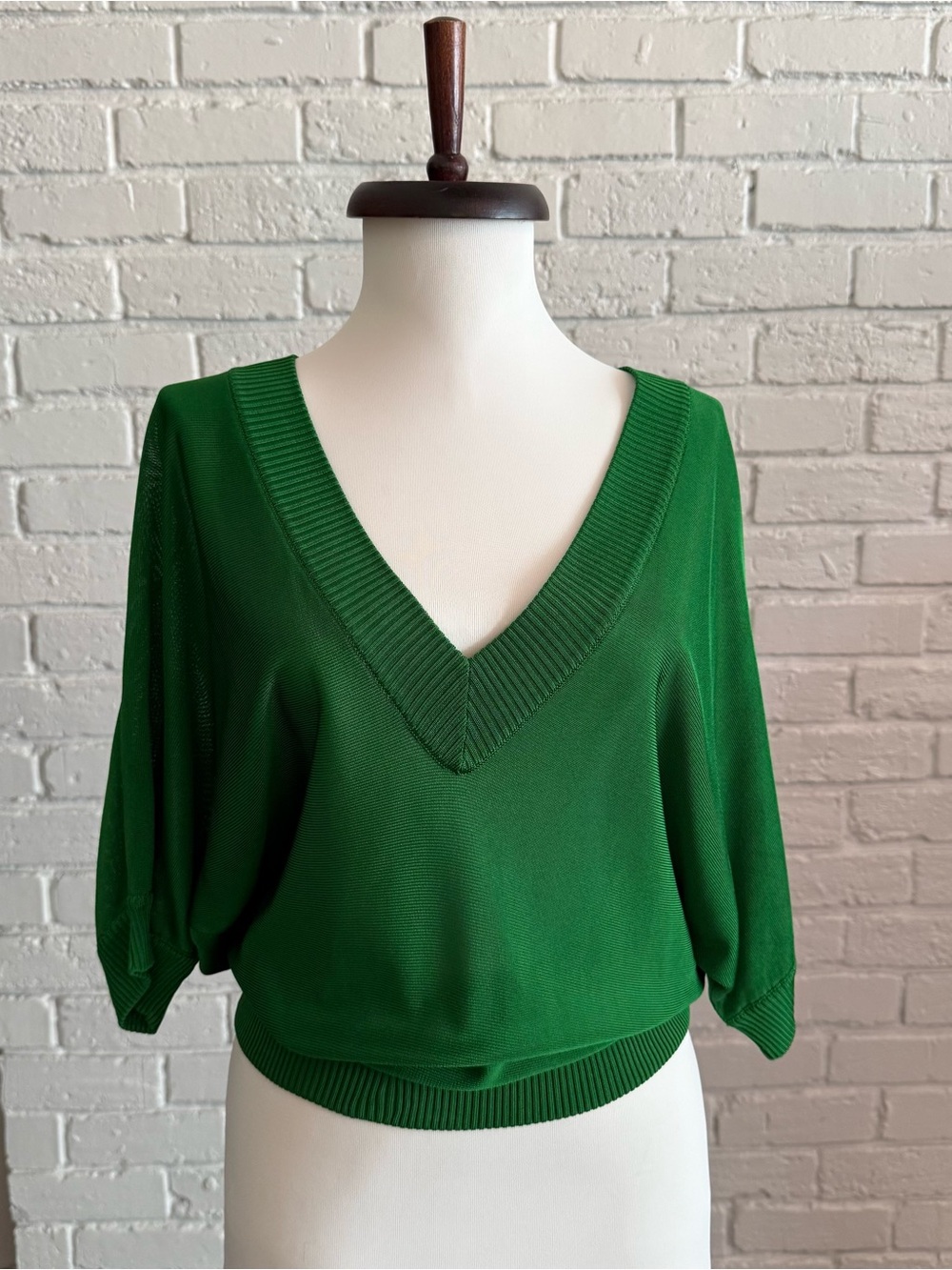 Dolce & Gabbana Emerald Green V-Neck Sweater